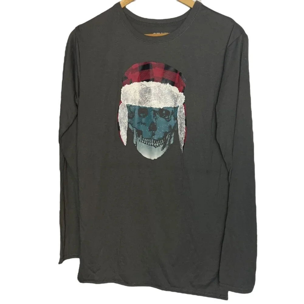 Cherokee Boys XL 16/18 Pajama Shirt Skull Plaid Long Sleeve Casual‎ Lounge
